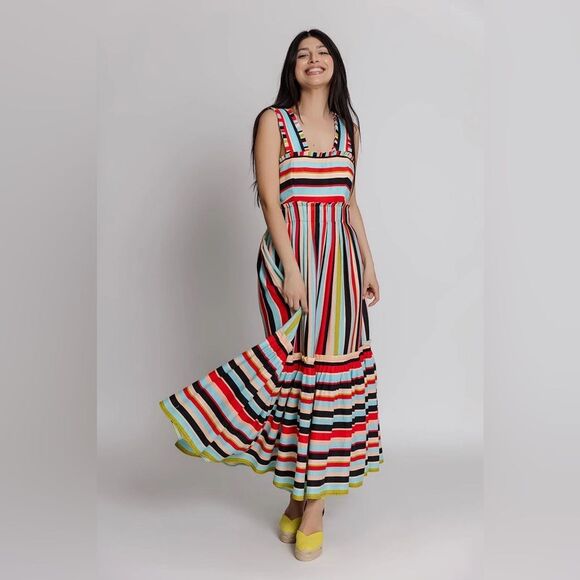 Farm Rio Striped Midi Dress with Tie Back - Size Medium - EUC - Picture 8 of 8